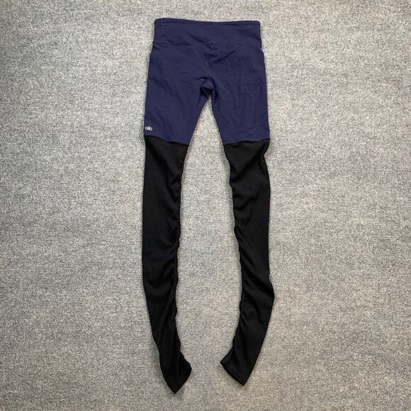 Alo Yoga Leggings Womens S Small Black Navy Goddess Ruched Legs High Waist - Picture 8 of 12